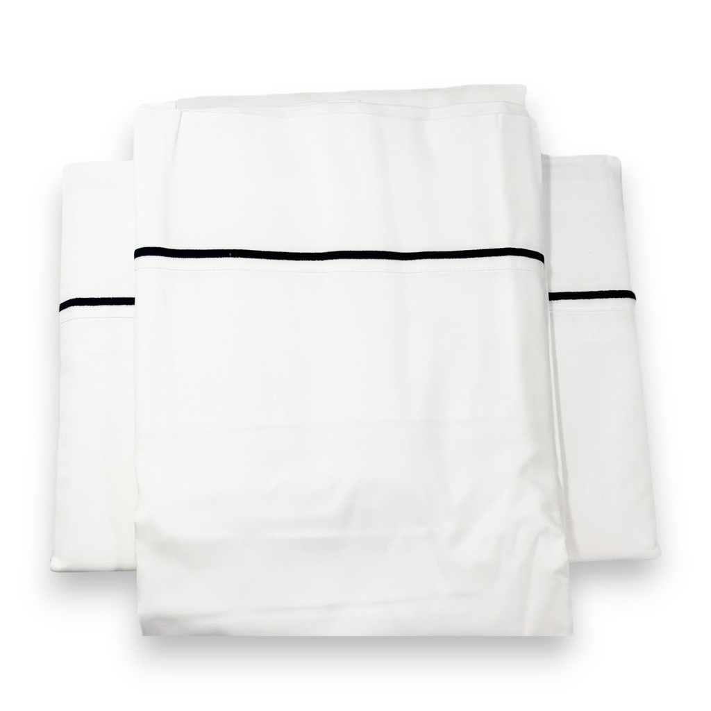 Kenneth Cole 400TC King Sheet Set, White With Navy Embroidered Line ...
